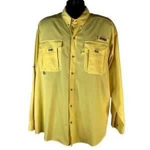 Columbia PFG Bahama II Men's Fishing Shirt Lemon Wash XL Lightweight Long Sleeve